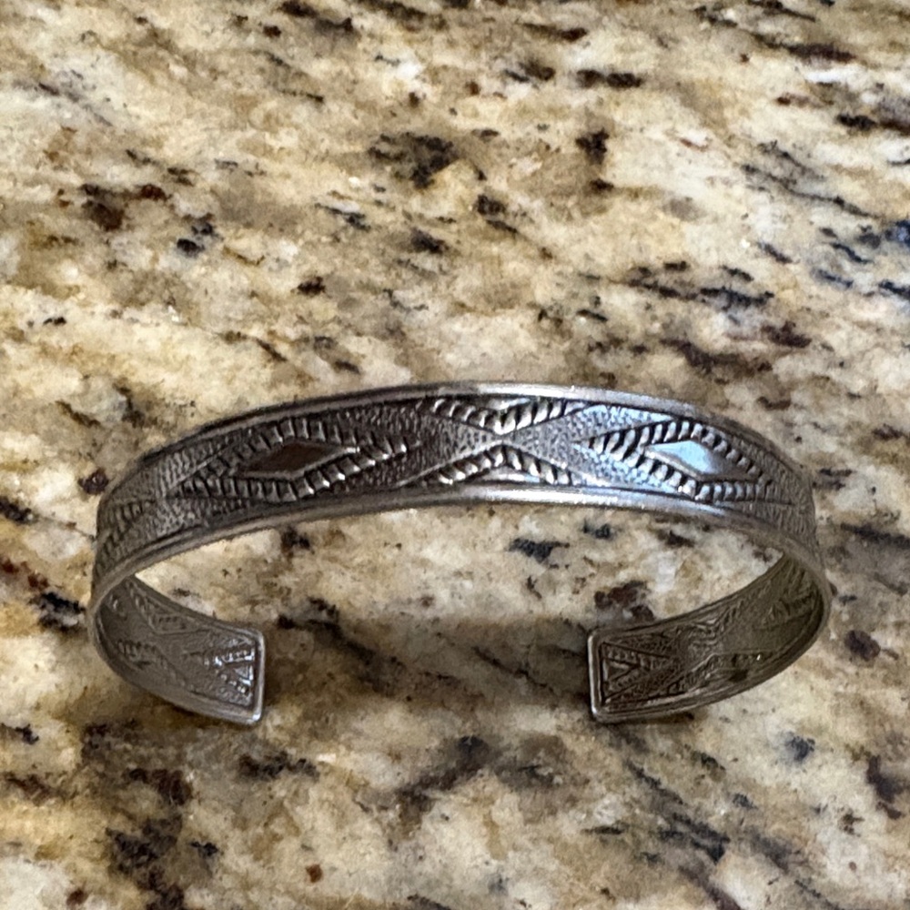 Silver Patterned Cuff Bracelet - image 1